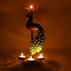 Illuminate Your Space with Elegant Tealight Candle Holder – Decorative Peacock Four Candle Holder (Design 1)