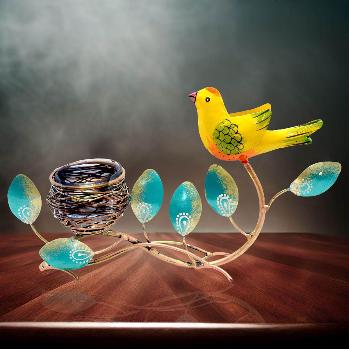 Metal Bird Home Decor Showpiece Tealight Candle Holder, Tabletop Decorative Item for Living Room, Dinner Table