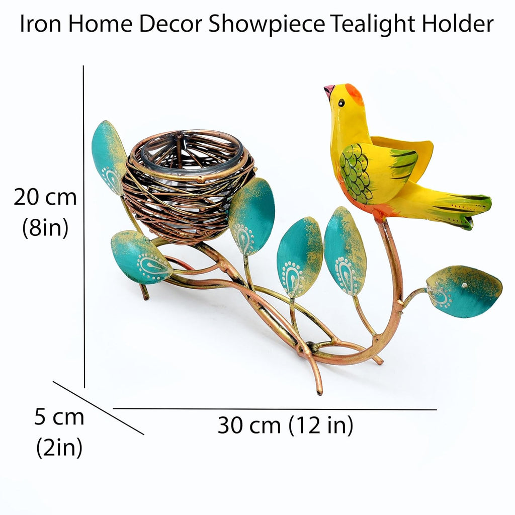 Metal Bird Home Decor Showpiece Tealight Candle Holder, Tabletop Decorative Item for Living Room, Dinner Table