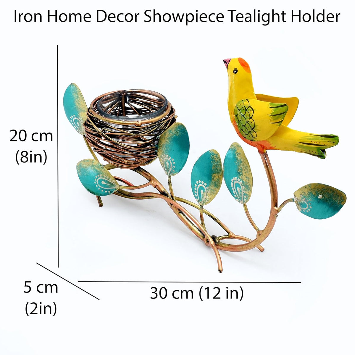 Metal Bird Home Decor Showpiece Tealight Candle Holder, Tabletop Decorative Item for Living Room, Dinner Table