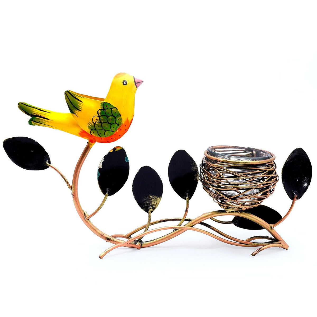 Metal Bird Home Decor Showpiece Tealight Candle Holder, Tabletop Decorative Item for Living Room, Dinner Table