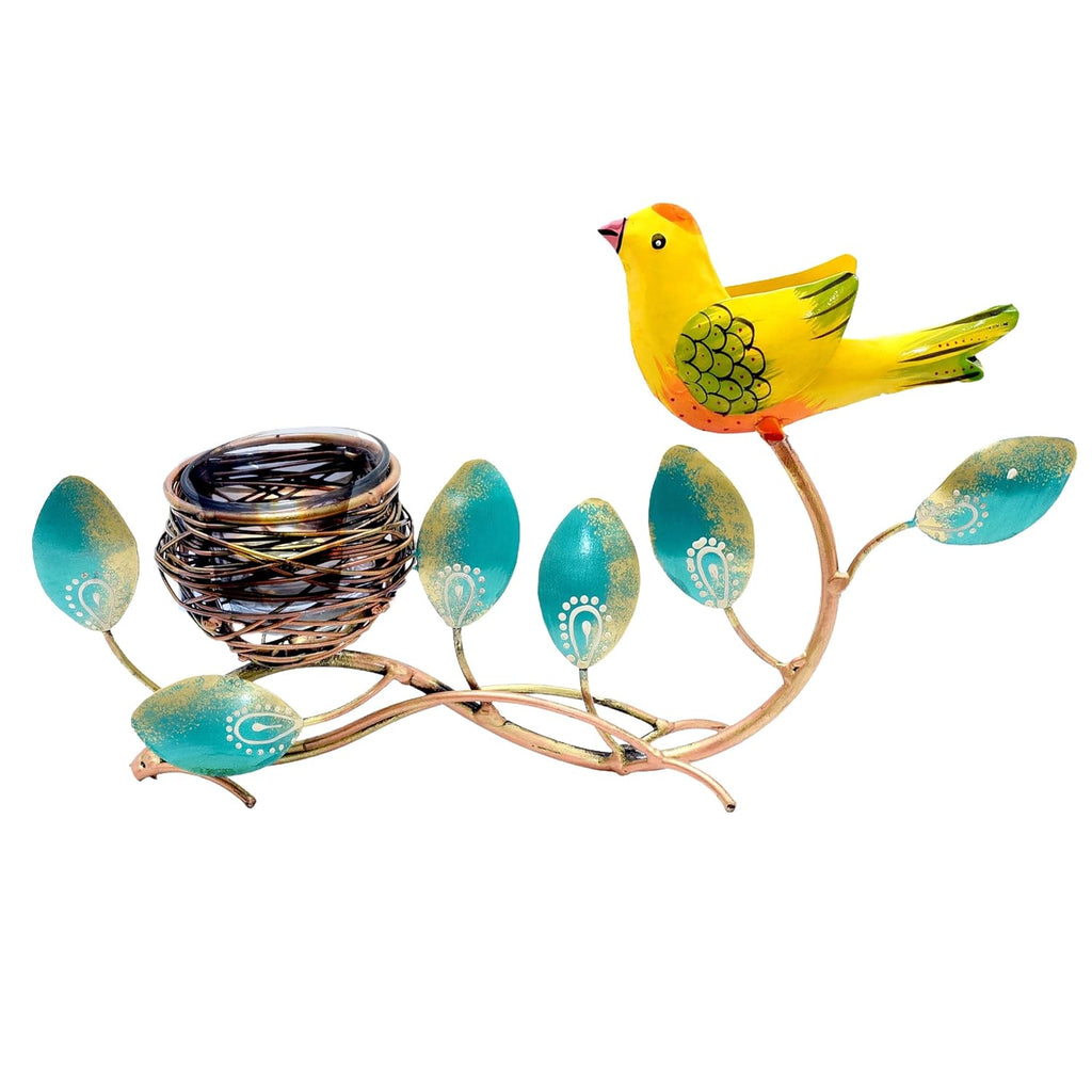 Metal Bird Home Decor Showpiece Tealight Candle Holder, Tabletop Decorative Item for Living Room, Dinner Table