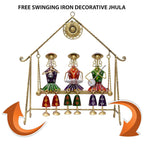 Three Rajasthani Musician Dolls Swing Set Home Decor Items for Living Room