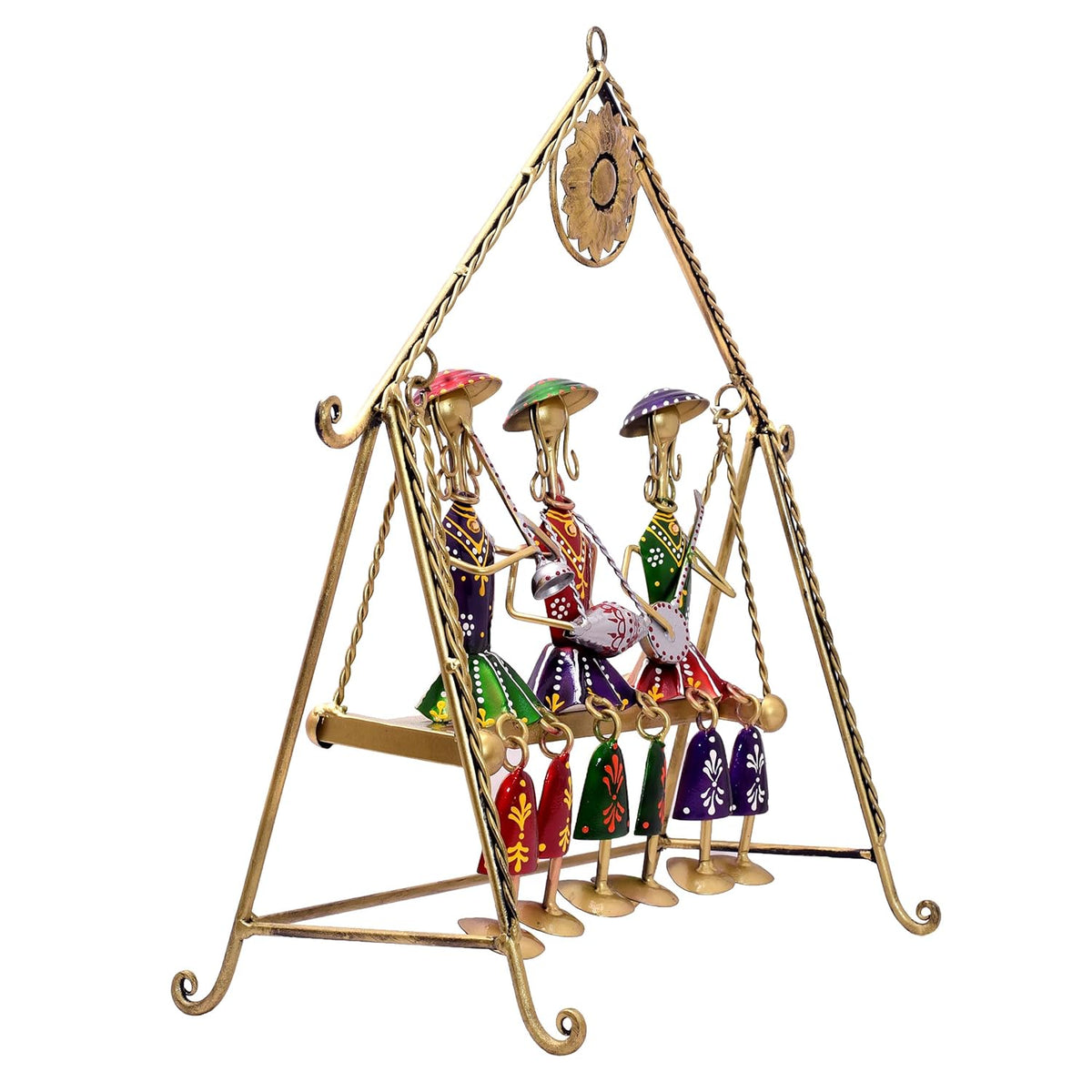 Three Rajasthani Musician Dolls Swing Set Home Decor Items for Living Room