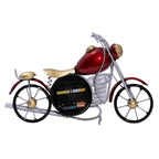 Vintage Royal Bullet Motor Bike with Antique Clock | Rustic Iron Metal Decor Showpiece for Study Table, Desk, Office