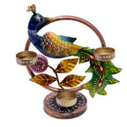 Illuminate Your Space with Elegant Tealight Candle Holder – Tabletop Decorative Peacock Three Candle Holder (Design 2)