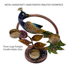 Illuminate Your Space with Elegant Tealight Candle Holder – Tabletop Decorative Peacock Three Candle Holder (Design 2)