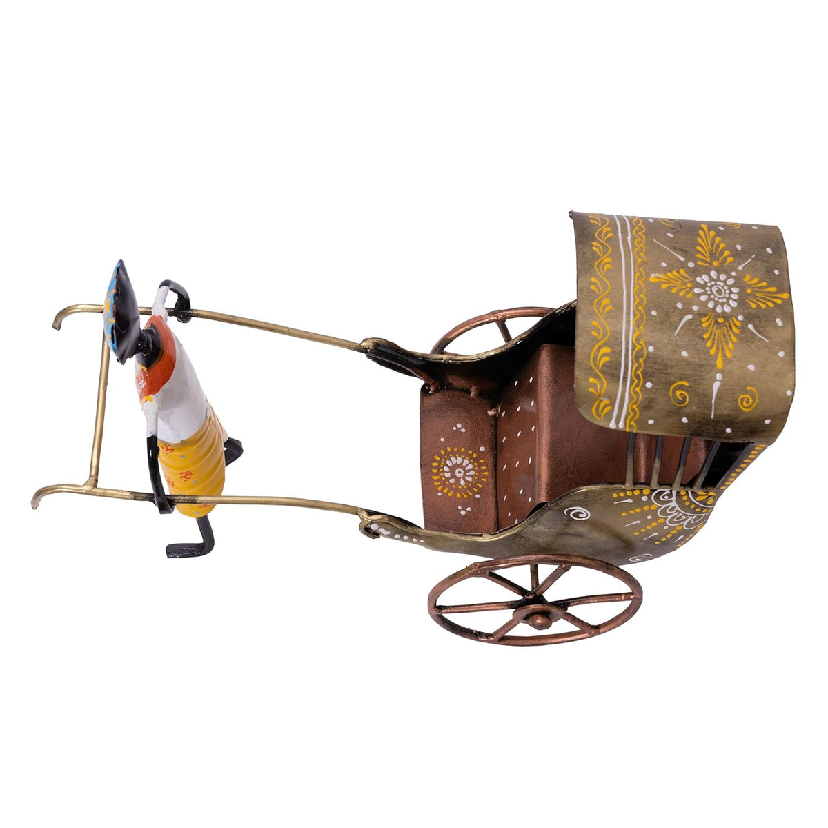 Handcrafted Iron Rickshaw Showpiece – Vintage Tabletop Rajasthani Hand Painted Decor for Home and Office