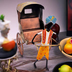 Handcrafted Iron Rickshaw Showpiece – Vintage Tabletop Rajasthani Hand Painted Decor for Home and Office