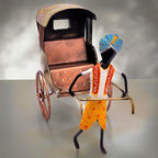 Handcrafted Iron Rickshaw Showpiece – Vintage Tabletop Rajasthani Hand Painted Decor for Home and Office