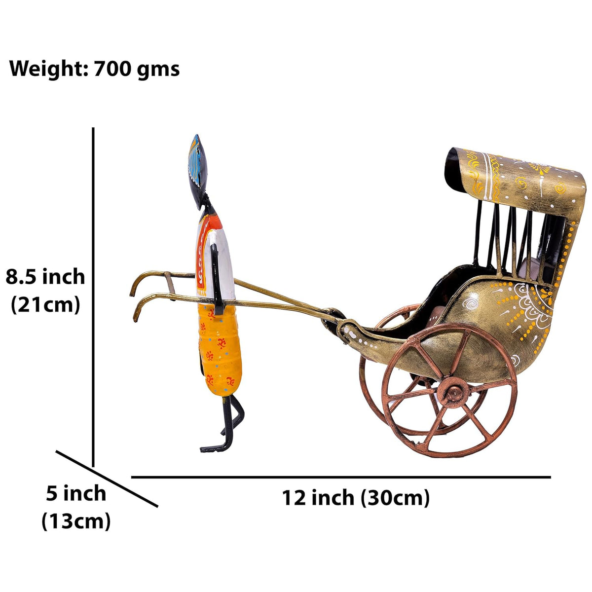 Handcrafted Iron Rickshaw Showpiece – Vintage Tabletop Rajasthani Hand Painted Decor for Home and Office