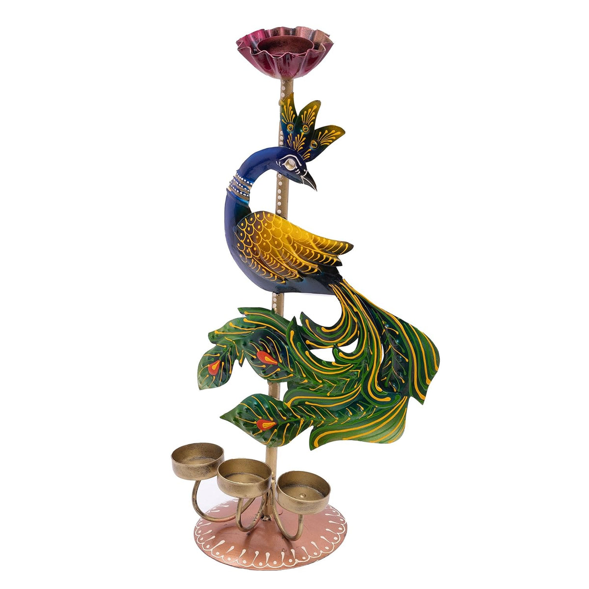 Illuminate Your Space with Elegant Tealight Candle Holder – Decorative Peacock Four Candle Holder (Design 3)