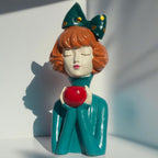 Elegant Resin Girl Figurine with Apple