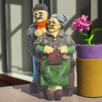 Enduring Companionship Polyresin Elderly Couple Figurine – Nostalgic Heartwarming Home Decor Showpiece for Living Room