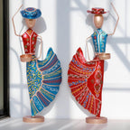 Colorful Dancers Iron Showpiece with Tealight Candle Holder – Decorative Figurine for Home