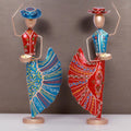 Colorful Dancers Iron Showpiece with Tealight Candle Holder - Decorative Figurine for Home, Celebratory Gift for Anniversary, Festivals & Weddings (Mariachi Dancers)
