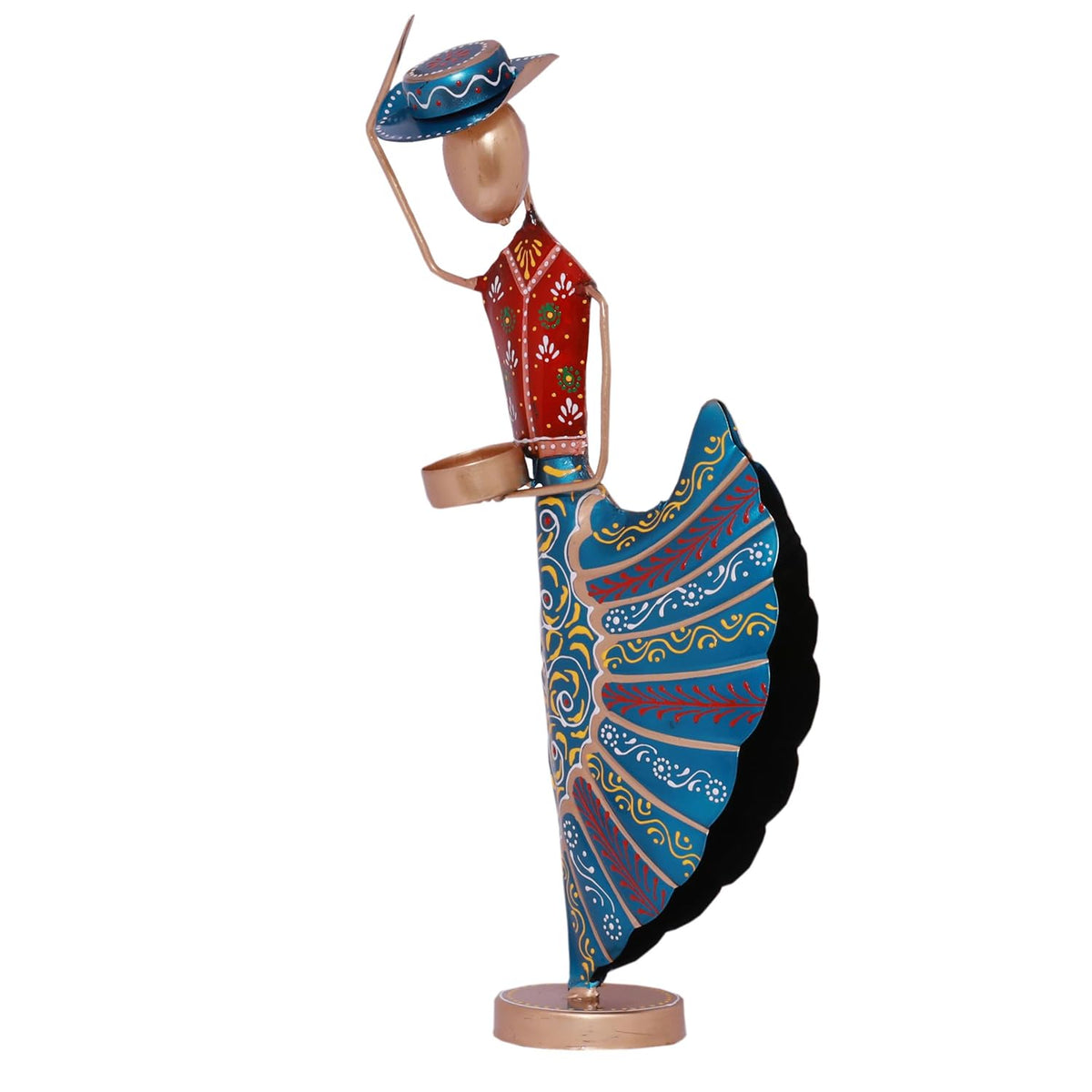 Colorful Dancers Iron Showpiece with Tealight Candle Holder – Decorative Figurine for Home
