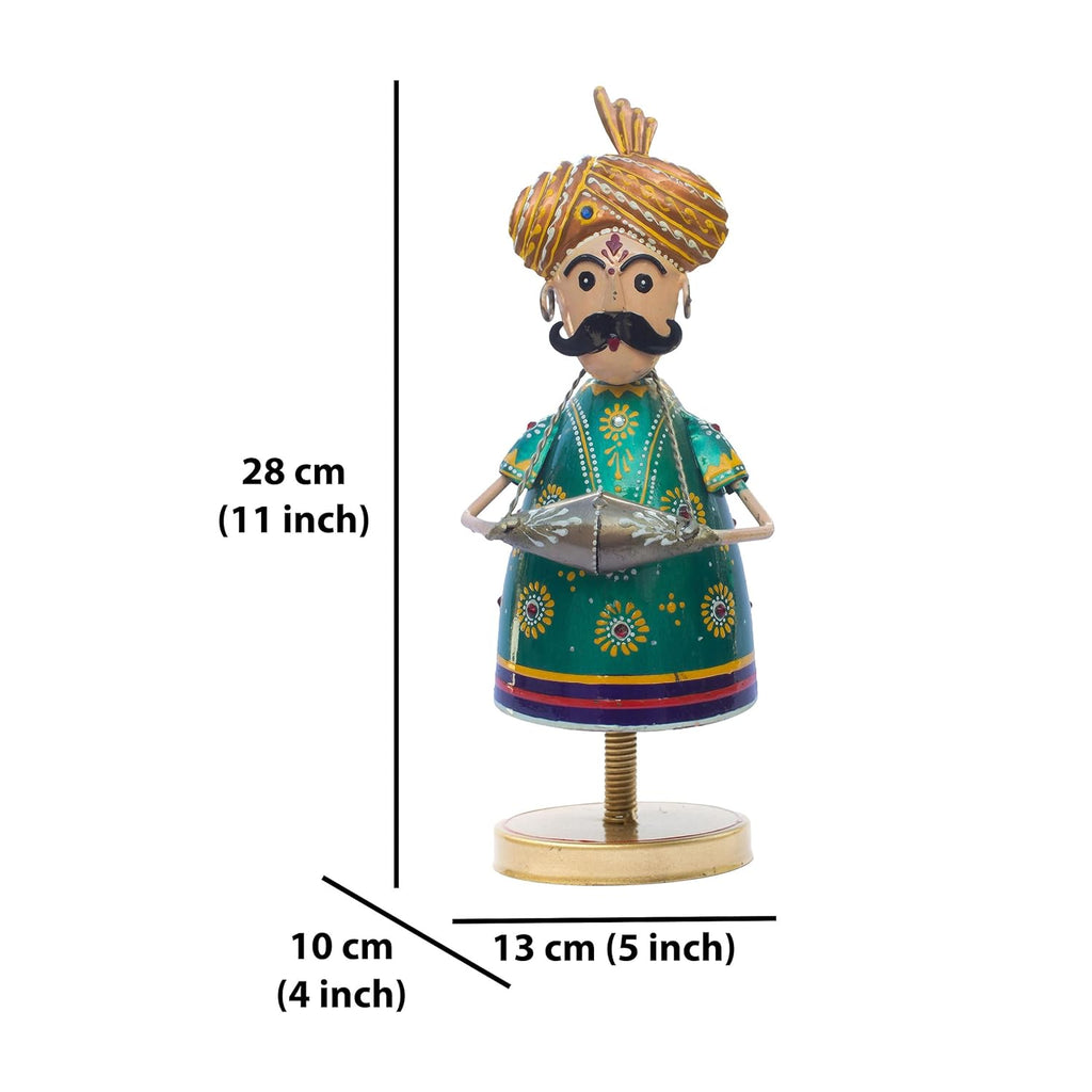 Handcrafted Trio of Mota Bhai Musicians Iron Figurine Traditional Home Decor Showpiece Set for Living Room, Office