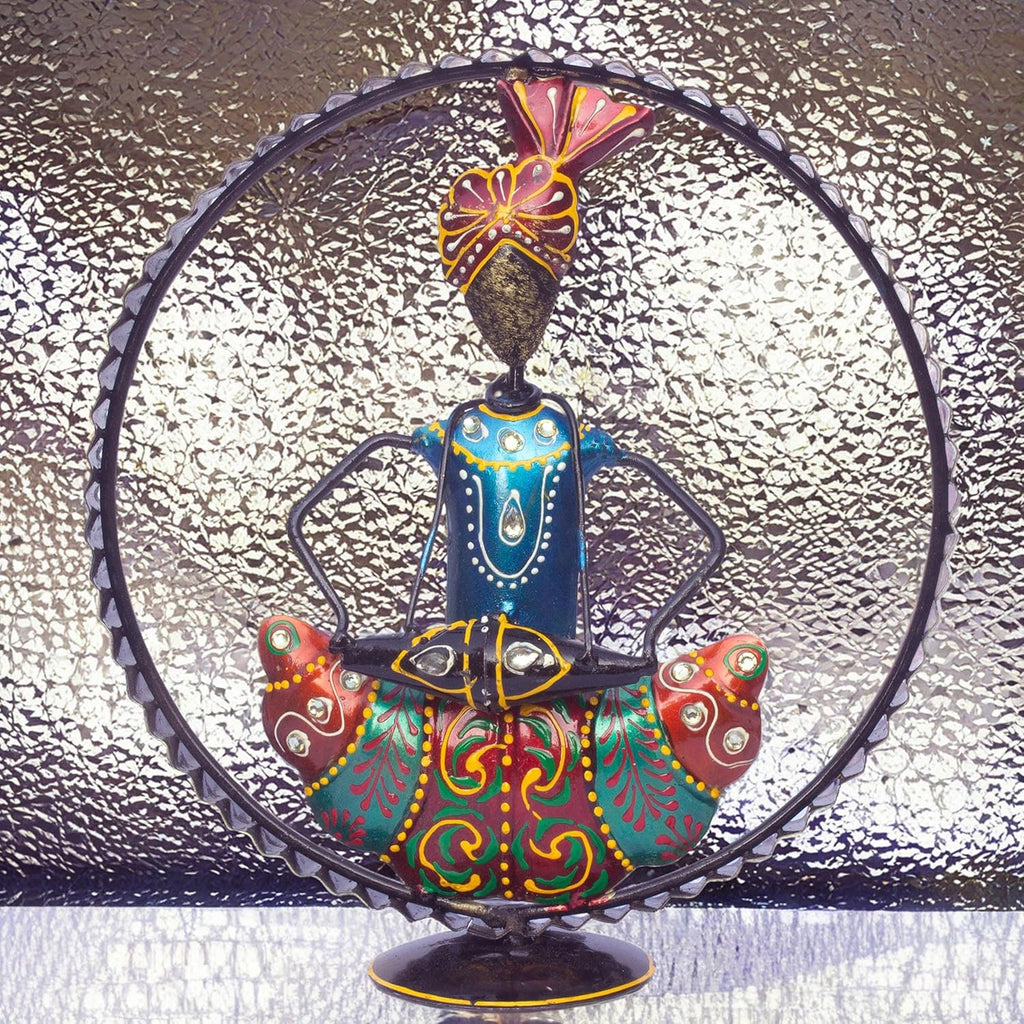 Ethnic Rajasthani Musicians Figurine Set – Iron Hand-Painted Home Decor – Ideal for Wedding