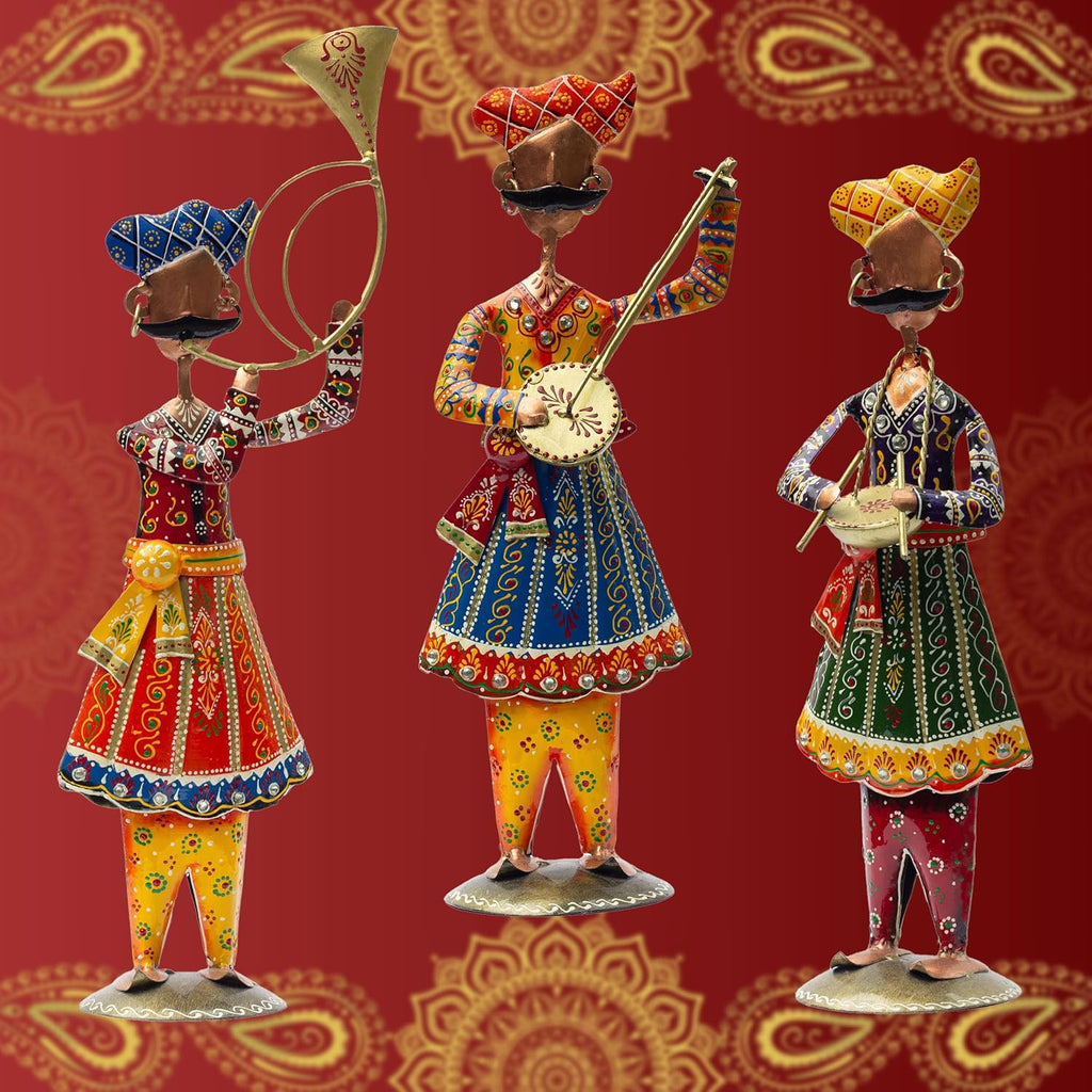 Exquisite Handcrafted Rajasthani Band Baja Baraat Metal Showpieces