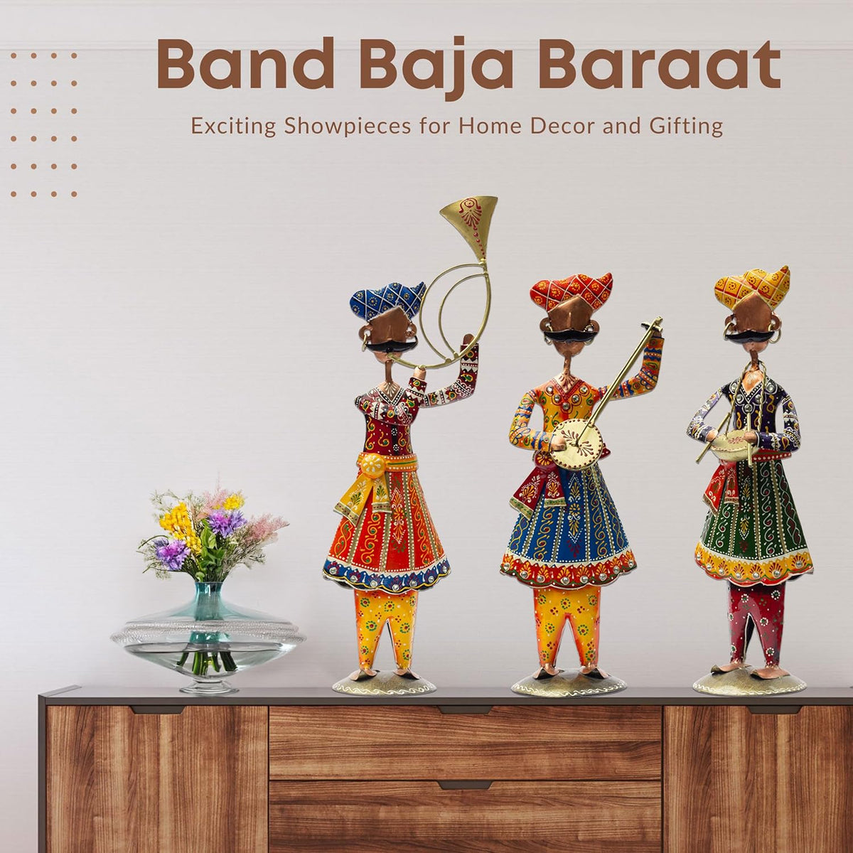 Exquisite Handcrafted Rajasthani Band Baja Baraat Metal Showpieces