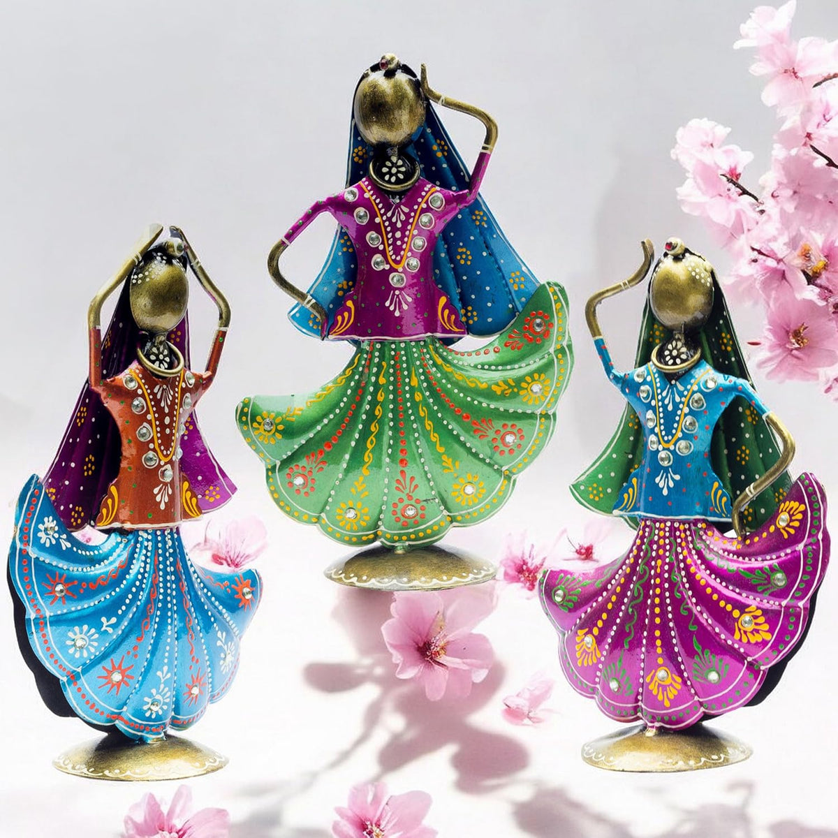 Set of 3 Metal Figurine Dancers Home Decor Item for Living Room, Bedroom