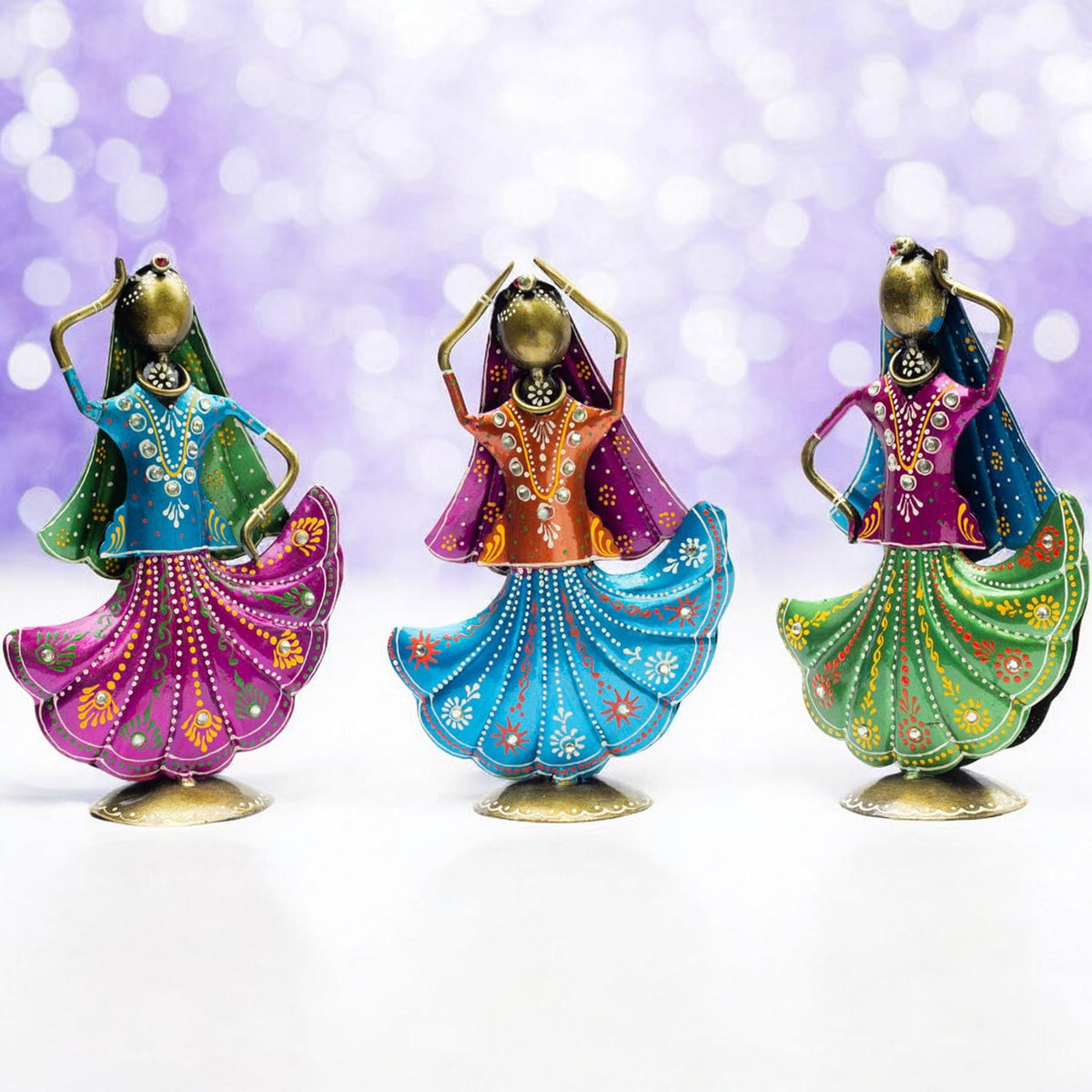 Set of 3 Metal Figurine Dancers Home Decor Item for Living Room, Bedroom