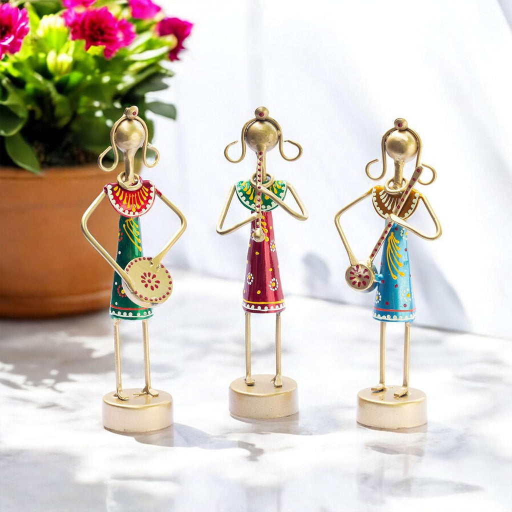 Small Cute 7.5 inch Metal Musician Dolls for Living Room Decor, Tabletop Home Decor Showpiece Item