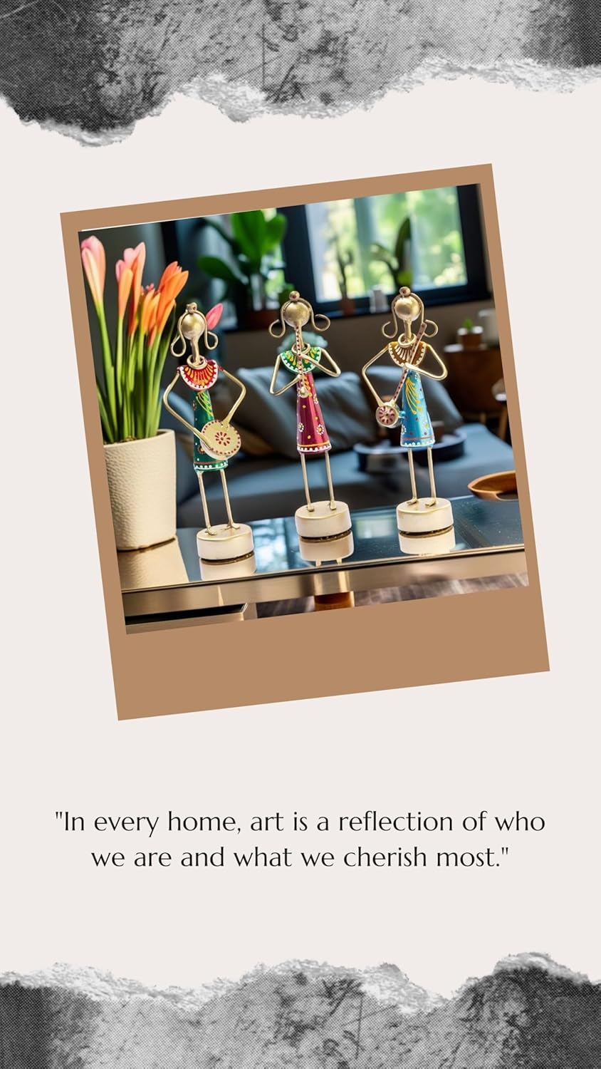 Small Cute 7.5 inch Metal Musician Dolls for Living Room Decor, Tabletop Home Decor Showpiece Item