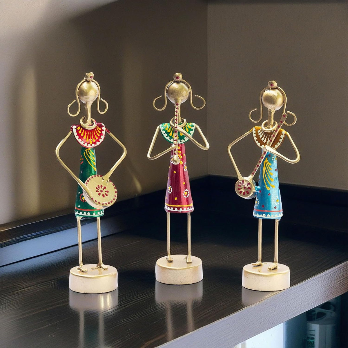Small Cute 7.5 inch Metal Musician Dolls for Living Room Decor, Tabletop Home Decor Showpiece Item
