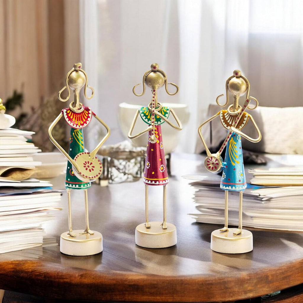 Small Cute 7.5 inch Metal Musician Dolls for Living Room Decor, Tabletop Home Decor Showpiece Item