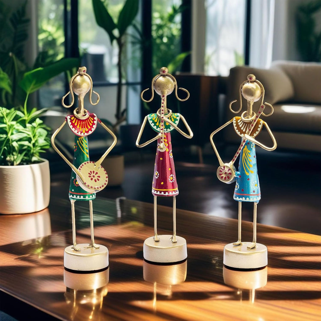 Small Cute 7.5 inch Metal Musician Dolls for Living Room Decor, Tabletop Home Decor Showpiece Item, Housewarming Gift (Lanky Dolls)