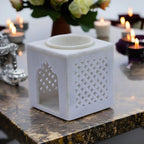 White Marble Aroma Diffuser - Essential Oil Burner, Camphor Fragrance Kapur Dani Vaporizer for Home, Office, Bathroom (White)