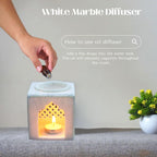 White Marble Aroma Diffuser – Essential Oil Burner, Camphor Fragrance Kapur Dani Vaporizer for Home, Office