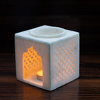 White Marble Aroma Diffuser – Essential Oil Burner, Camphor Fragrance Kapur Dani Vaporizer for Home, Office