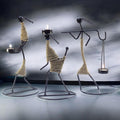 Iron Tealight Holder Set – Handcrafted Metal Worker Figurines with Jute Wrap, 12-Inch – Decorative Candle Holders for Home, Festivals, and Gifts
