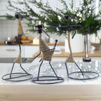 Iron Tealight Holder Set – Handcrafted Metal Worker Figurines with Jute Wrap
