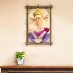 Ganesh Ghanti Diya TeaLight Candle Holder Wall Mounted Showpiece Statue with Mukut and Bell for Living Room, Home Entrance, Housewarming Gift
