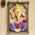 Ganesh Wall Mounted Diya & Bell – Decorative Tealight Candle Holder with Mukut for Home Entrance & Living Room