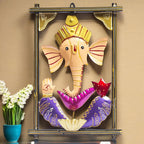 Ganesh Wall Mounted Diya & Bell – Decorative Tealight Candle Holder with Mukut for Home Entrance & Living Room