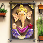Ganesh Wall Mounted Diya & Bell – Decorative Tealight Candle Holder with Mukut for Home Entrance & Living Room