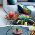 Hand-Painted Iron Tealight Candle Holder | Vibrant and Sturdy Decorative Accent for Wall or Table | Ideal for Entryways