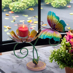 Hand-Painted Iron Tealight Candle Holder | Vibrant and Sturdy Decorative Accent for Wall or Table | Ideal for Entryways