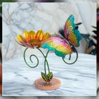 Hand-Painted Iron Tealight Candle Holder | Vibrant and Sturdy Decorative Accent for Wall or Table | Ideal for Entryways, Living Rooms, Patios, and Gardens | 10x5x10 Inches (Butterfly)