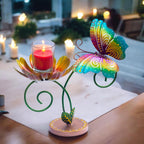 Hand-Painted Iron Tealight Candle Holder | Vibrant and Sturdy Decorative Accent for Wall or Table | Ideal for Entryways