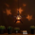 Hanging Star Shaped Metal Tealight Lantern (11x10 in) with Sturdy Chain | Ideal for Christmas Décor