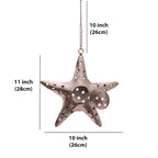 Hanging Star Shaped Metal Tealight Lantern (11x10 in) with Sturdy Chain | Ideal for Christmas Décor