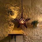 Hanging Star Shaped Metal Tealight Lantern (11x10 in) with Sturdy Chain | Ideal for Christmas Décor