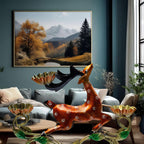 Decorative Deer Tealight Holder 3-Candle Christmas Decor Showpiece Statue for Living Room Decor