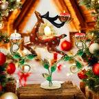 Decorative Deer Tealight Holder 3-Candle Christmas Decor Showpiece Statue for Living Room Decor